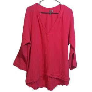 Shannon Passero Kelly Top Pink Gauzy Distressed Hem Natural Size M/L
